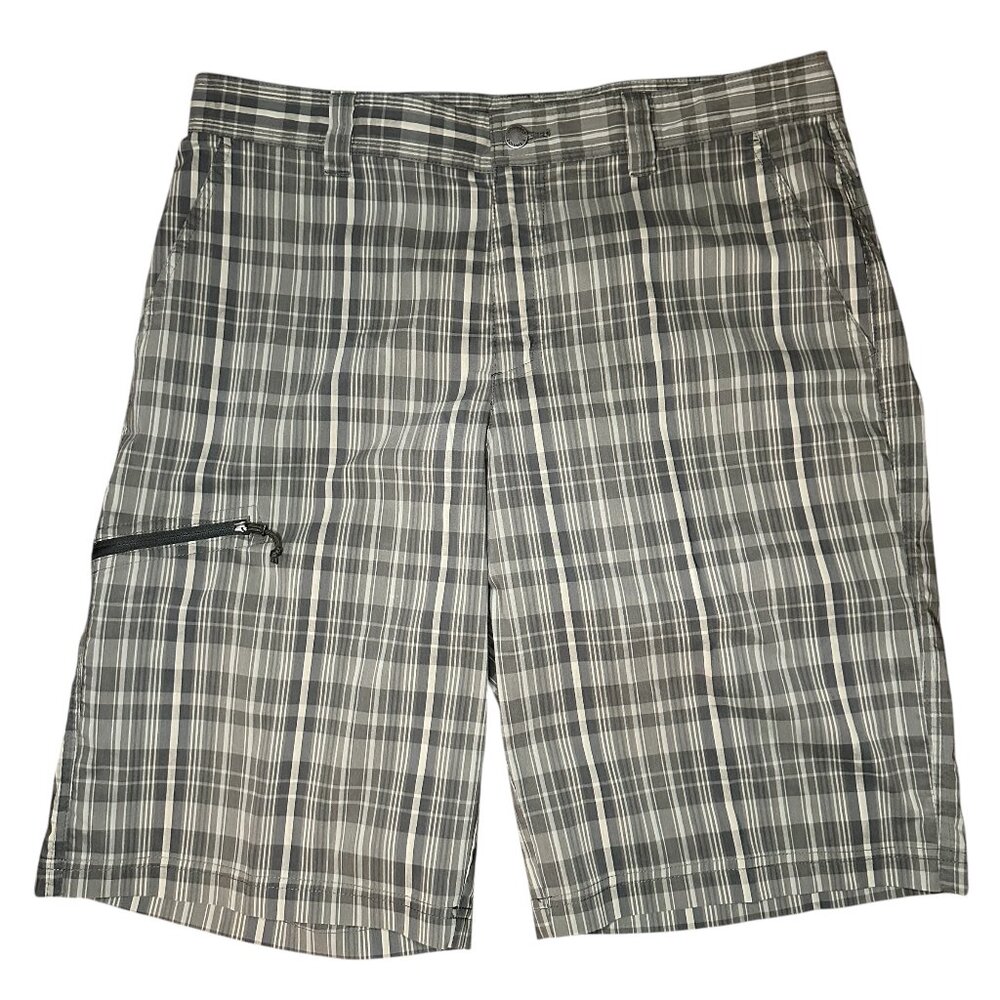 Columbia Mens Omni-wick Green Plaid Shorts 36
